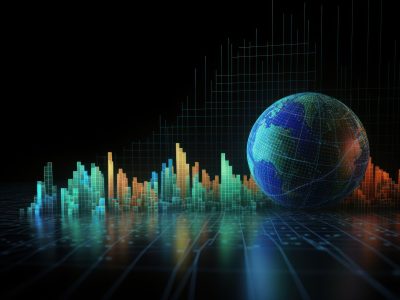 Analysing economic growth graph financial data Created with Generative AI technology.