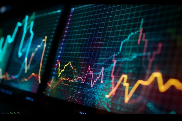 Pulse trace glowing on computer monitor generated by artificial intelligence